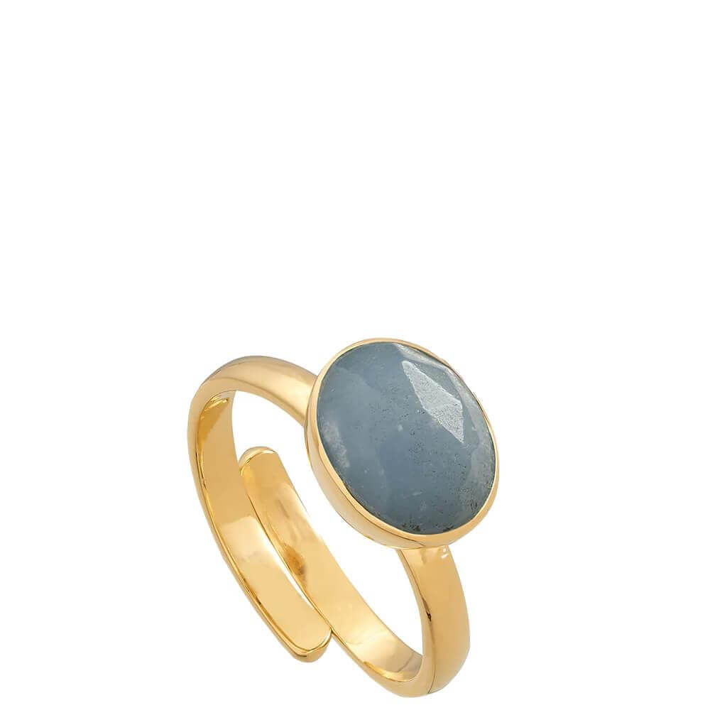 SVP Atomic Midi Blue Angelite Gold Vermeil Adjustable Ring